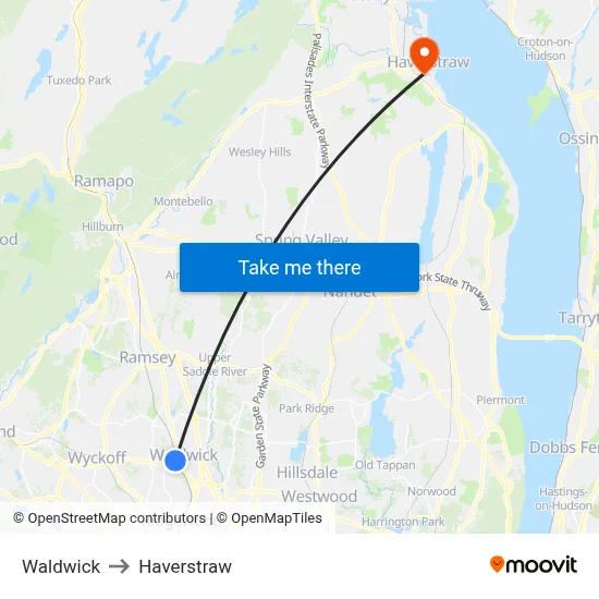 Waldwick to Haverstraw map