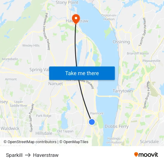 Sparkill to Haverstraw map