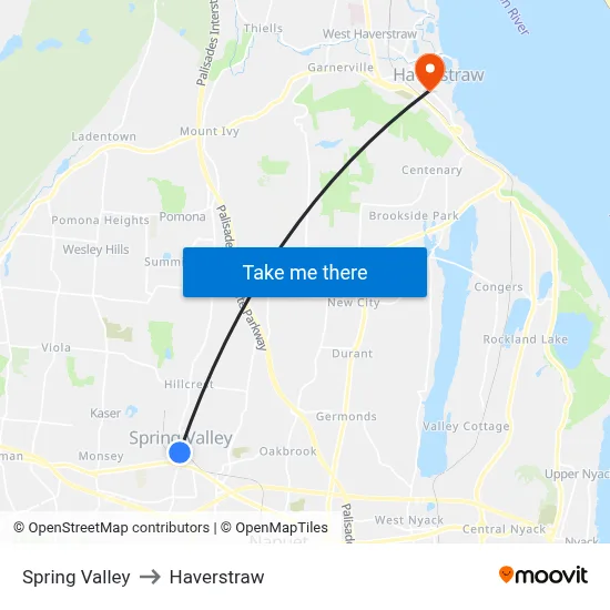 Spring Valley to Haverstraw map