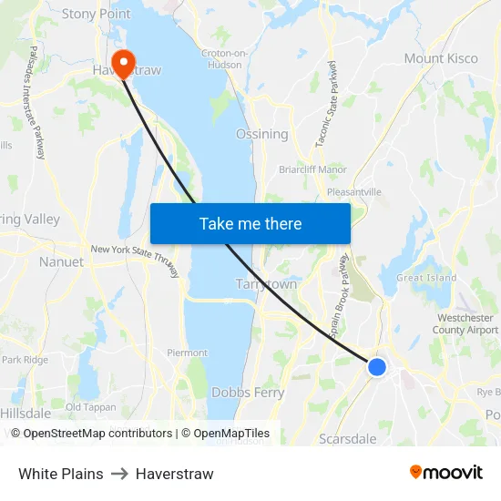 White Plains to Haverstraw map