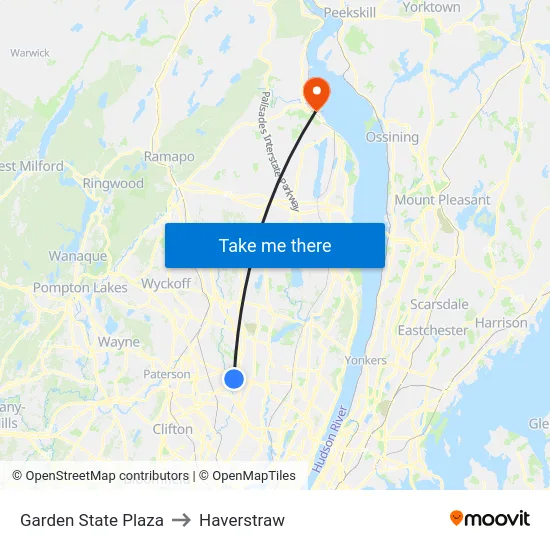 Garden State Plaza to Haverstraw map