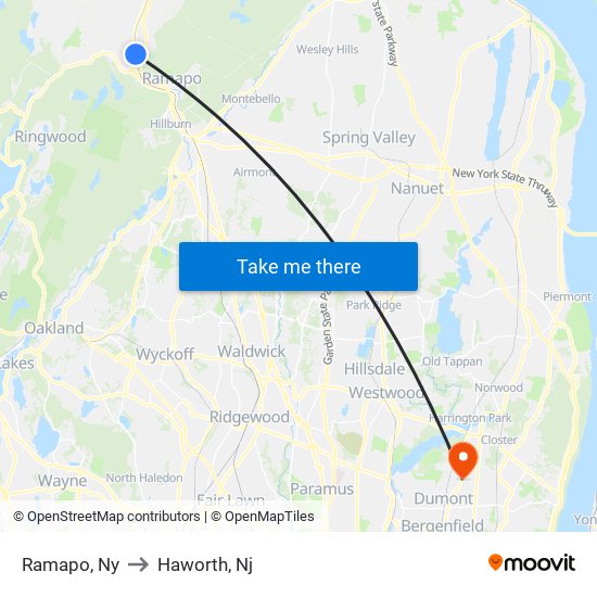 Ramapo, Ny to Haworth, Nj map