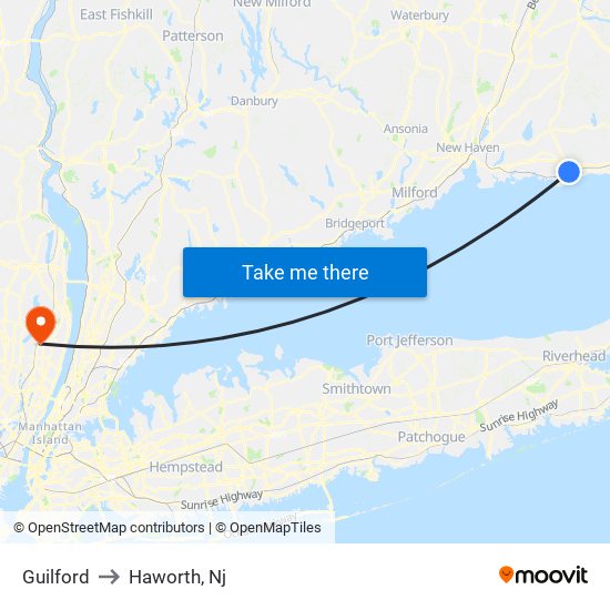Guilford to Haworth, Nj map
