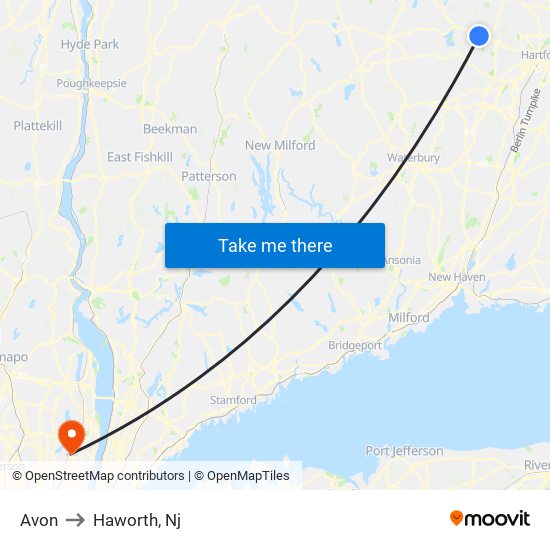 Avon to Haworth, Nj map