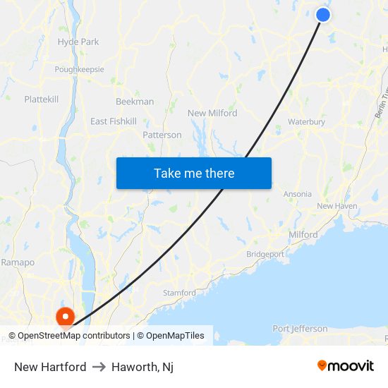 New Hartford to Haworth, Nj map