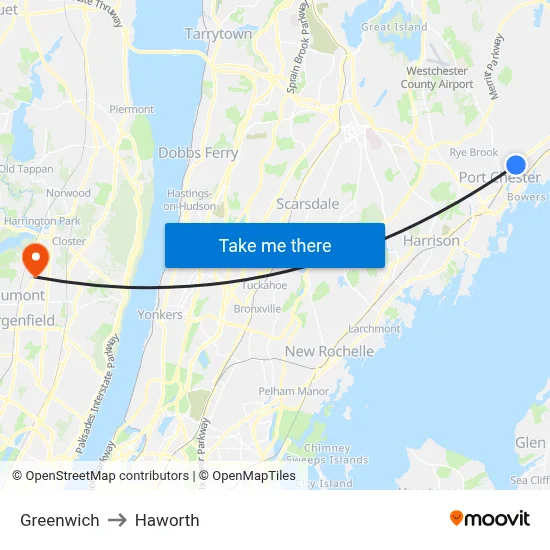 Greenwich to Haworth map