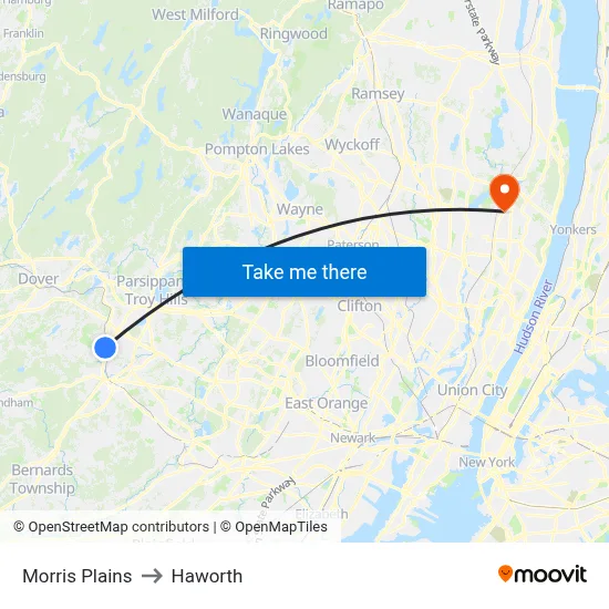 Morris Plains to Haworth map