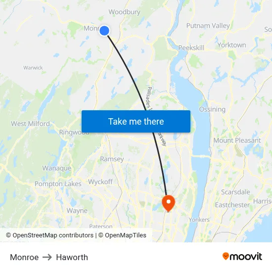 Monroe to Haworth map