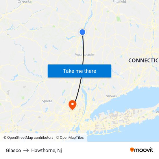 Glasco to Hawthorne, Nj map