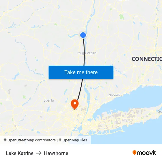 Lake Katrine to Hawthorne map