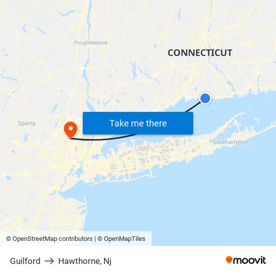 Guilford to Hawthorne, Nj map