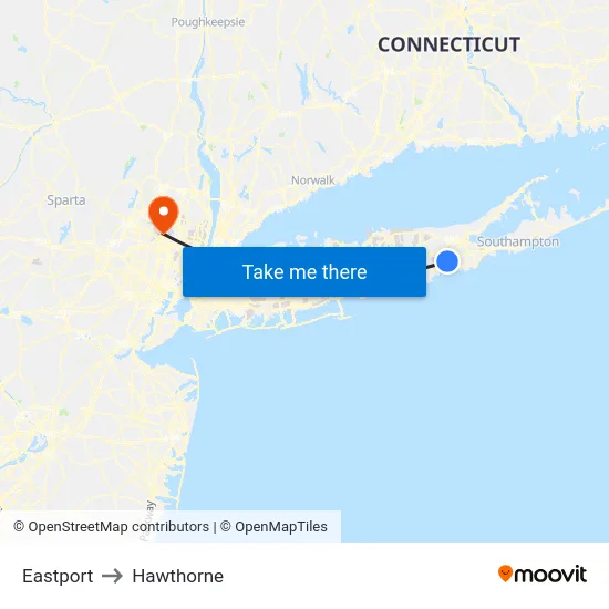 Eastport to Hawthorne map