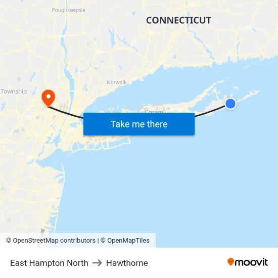 East Hampton North to Hawthorne map