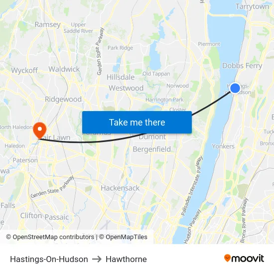 Hastings-On-Hudson to Hawthorne map