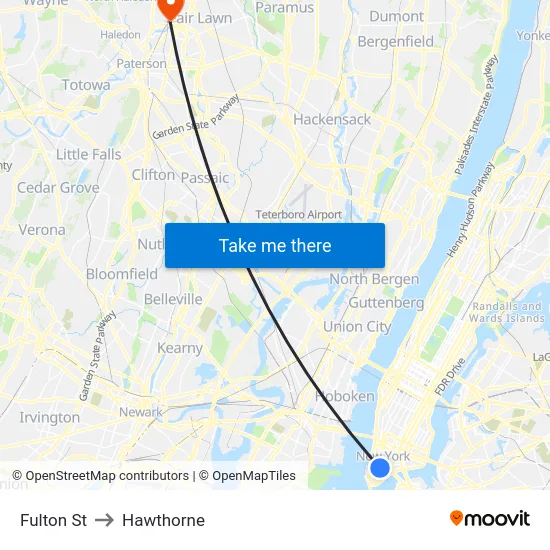 Fulton St to Hawthorne map