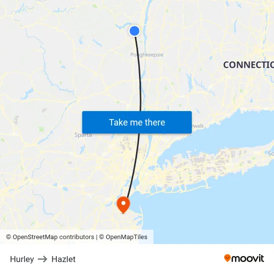 Hurley to Hazlet map
