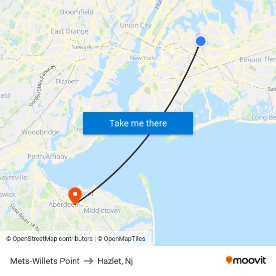 Mets-Willets Point to Hazlet, Nj map