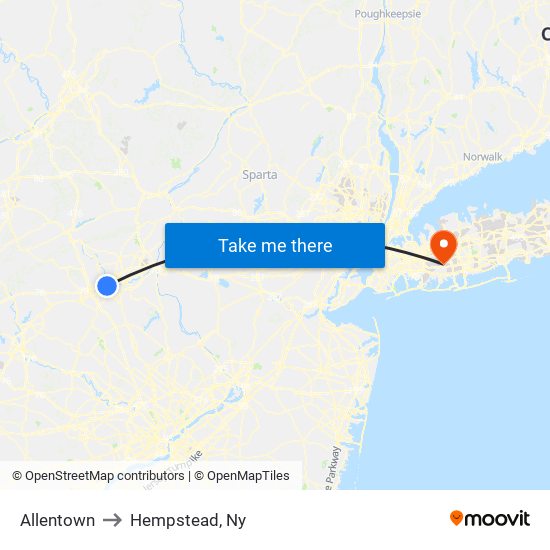 Allentown to Hempstead, Ny map