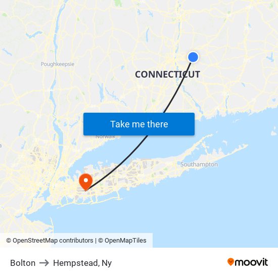 Bolton to Hempstead, Ny map