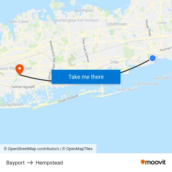 Bayport to Hempstead map