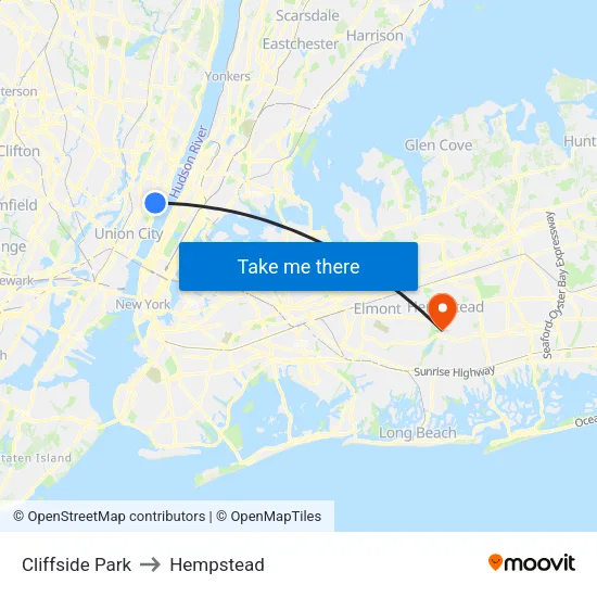 Cliffside Park to Hempstead map