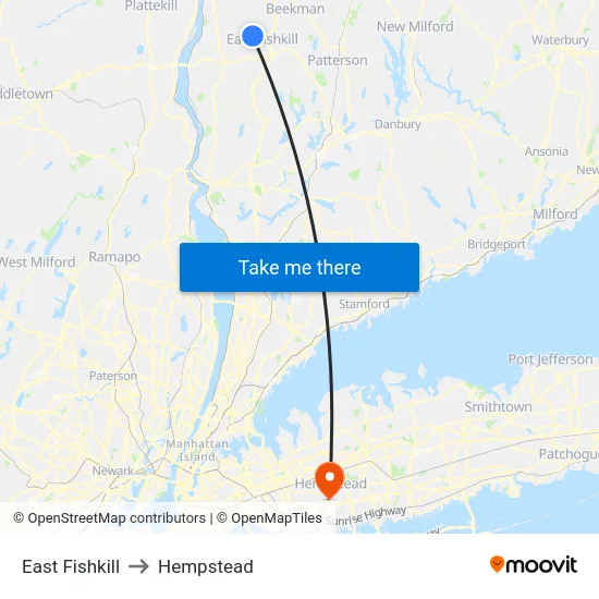 East Fishkill to Hempstead map