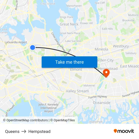 Queens to Hempstead map
