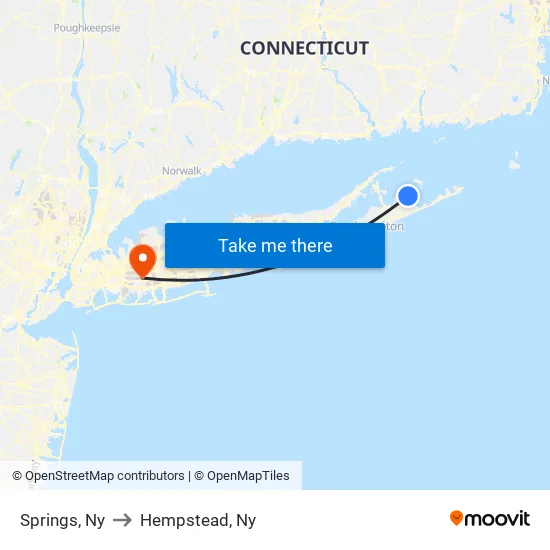 Springs, Ny to Hempstead, Ny map