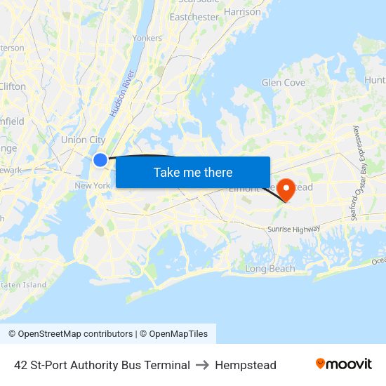 Map Of Hempstead Ny 42 St-Port Authority Bus Terminal, Manhattan To Hempstead, Ny, New York -  New Jersey With Public Transportation