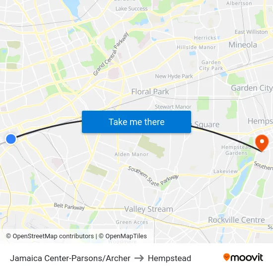 Jamaica Center-Parsons/Archer to Hempstead map