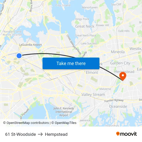 61 St-Woodside to Hempstead map