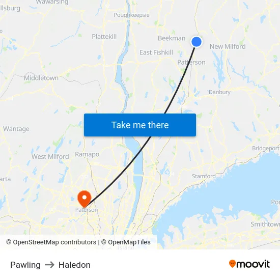 Pawling to Haledon map