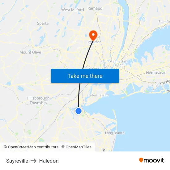 Sayreville to Haledon map