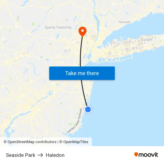 Seaside Park to Haledon map