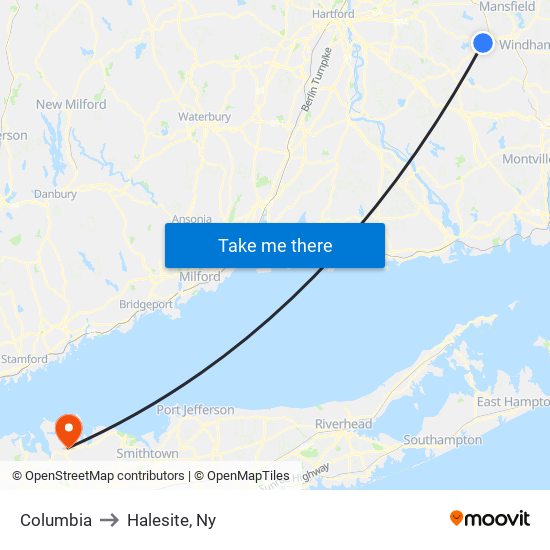 Columbia to Halesite, Ny map