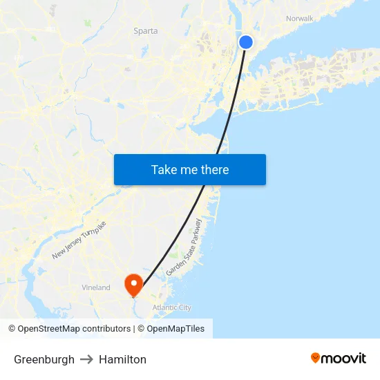 Greenburgh to Hamilton map