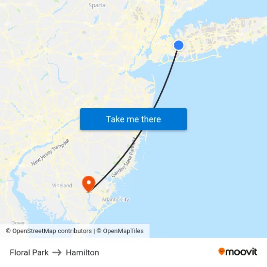 Floral Park to Hamilton map