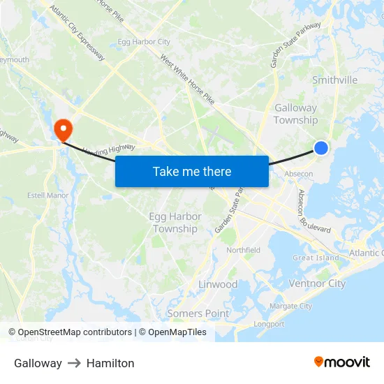 Galloway to Hamilton map