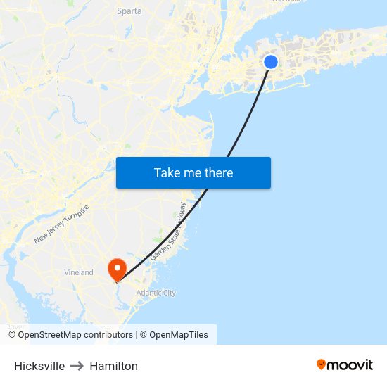 Hicksville to Hamilton, Nj with public transportation