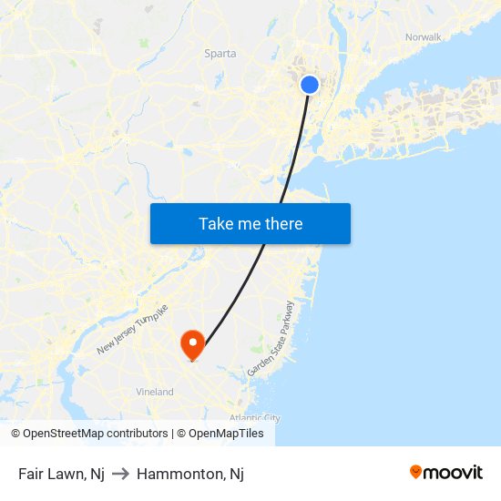 Fair Lawn, Nj to Hammonton, Nj map