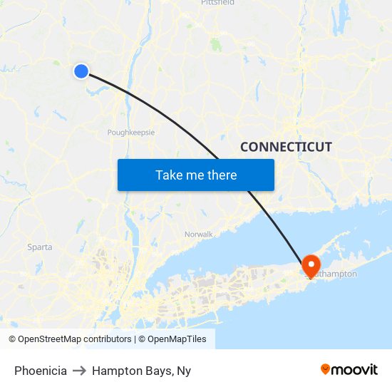 Phoenicia to Hampton Bays, Ny map