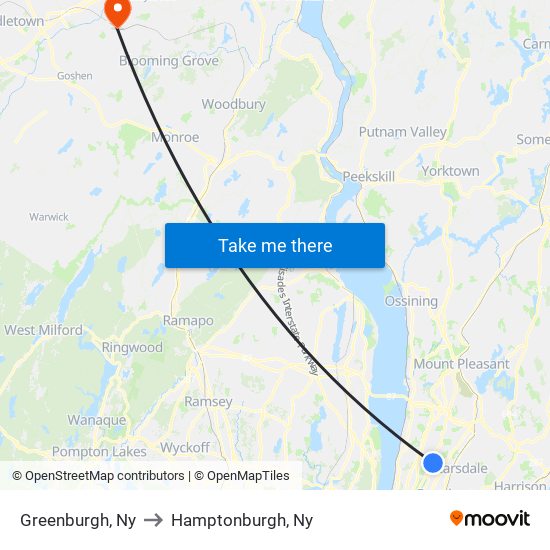 Greenburgh, Ny to Hamptonburgh, Ny map