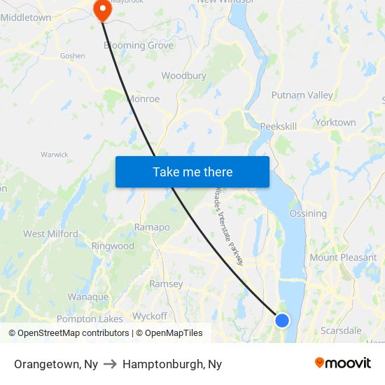 Orangetown, Ny to Hamptonburgh, Ny map