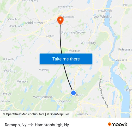 Ramapo, Ny to Hamptonburgh, Ny map