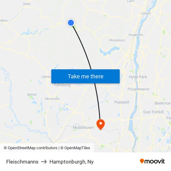 Fleischmanns to Hamptonburgh, Ny map