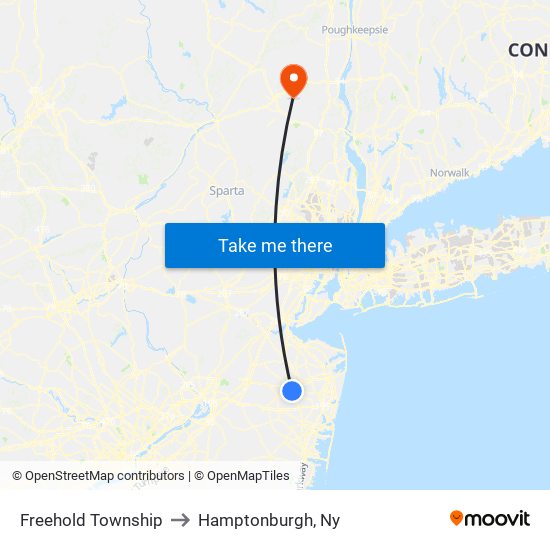 Freehold Township to Hamptonburgh, Ny map