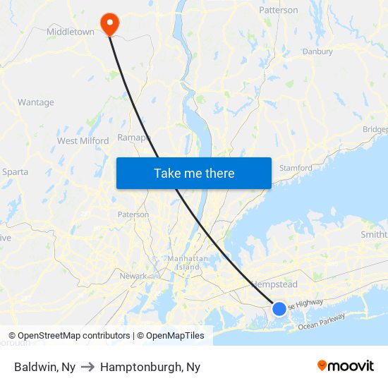 Baldwin, Ny to Hamptonburgh, Ny map