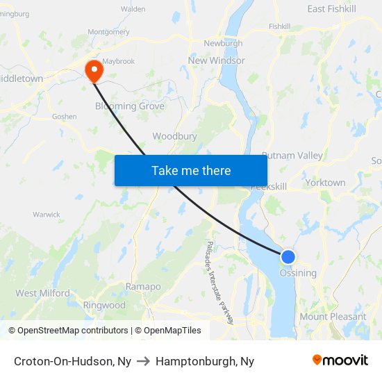 Croton-On-Hudson, Ny to Hamptonburgh, Ny map