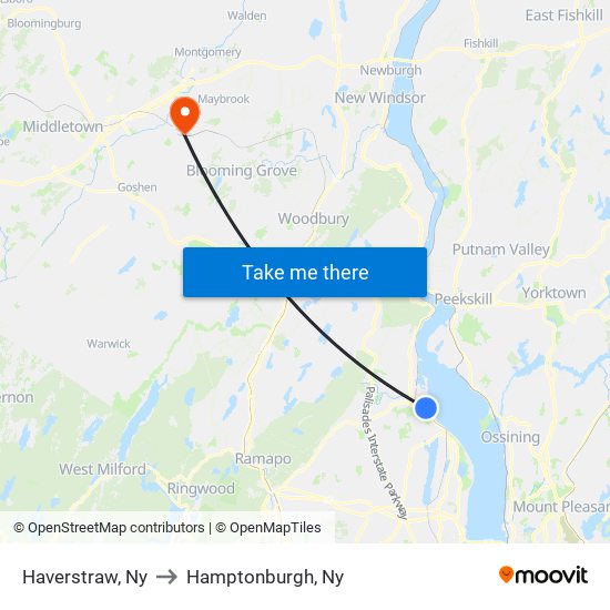 Haverstraw, Ny to Hamptonburgh, Ny map