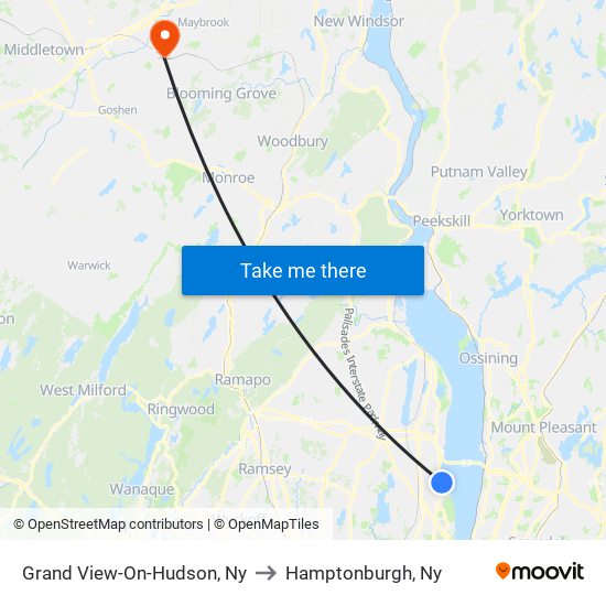 Grand View-On-Hudson, Ny to Hamptonburgh, Ny map
